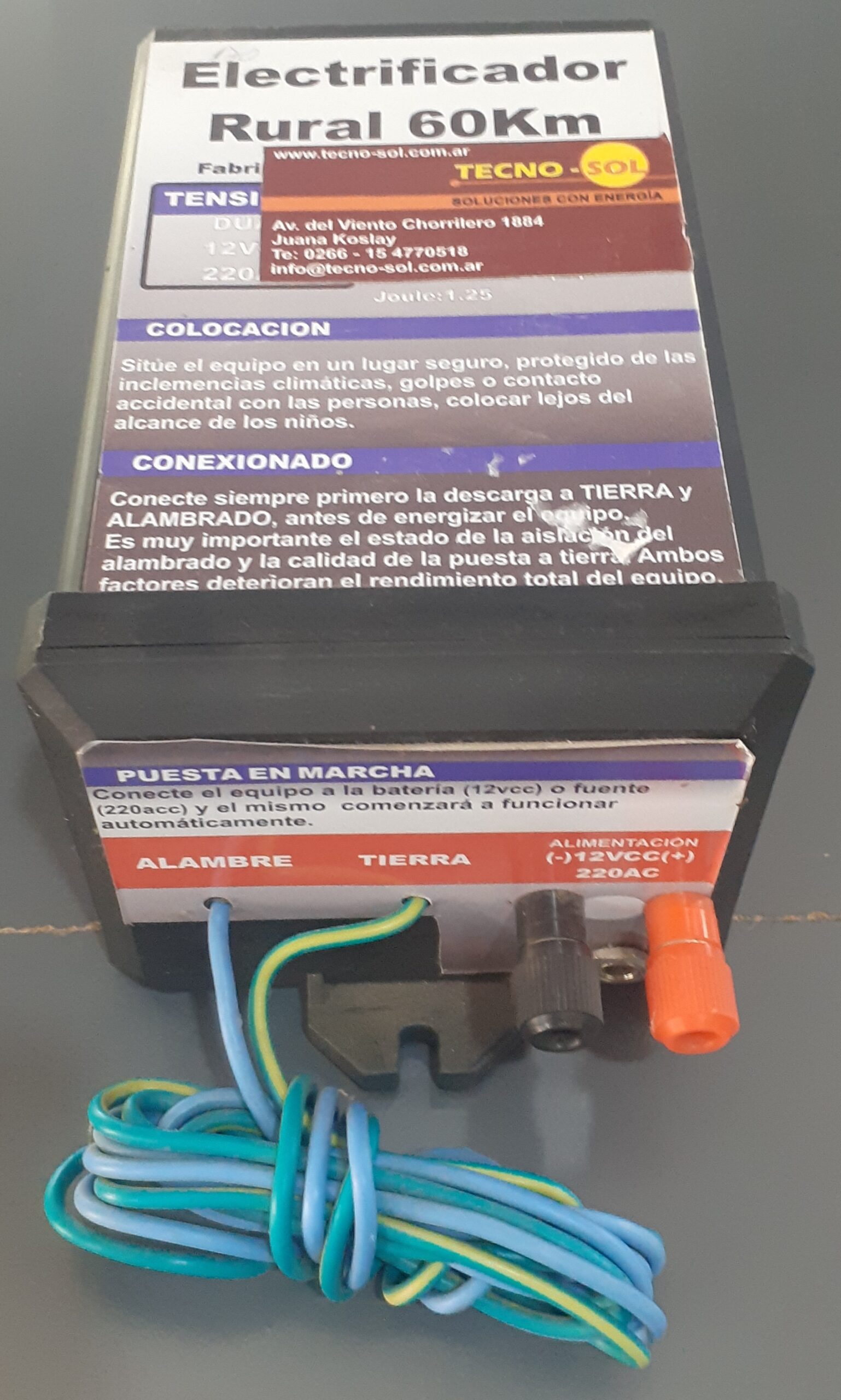 #42 - Boyero/Electrificador 60 Km - DUAL 220Vac (Fuente incluida) /12Vcc (Bateria externa, no incl.)